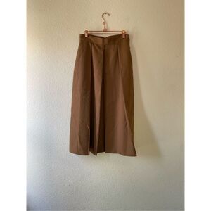 Chaus brown wool blend side button pleated midi‎ skirt size small